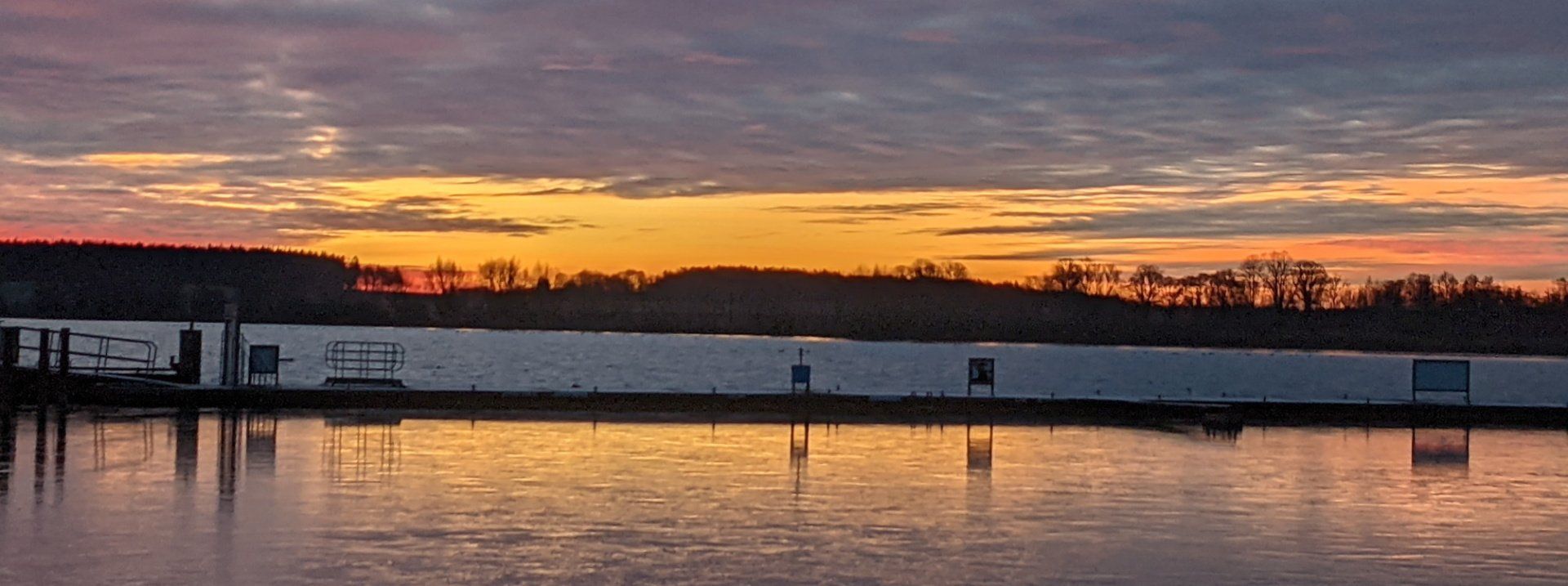 Sietow Dorf Hafen Sonnenaufgang