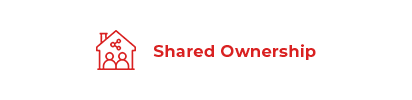 Red icon of a house containing a sharing symbol and two figures next to the text "Shared Ownership".
