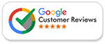 Google Customer Reviews badge with a colorful circular checkmark icon and five orange stars.