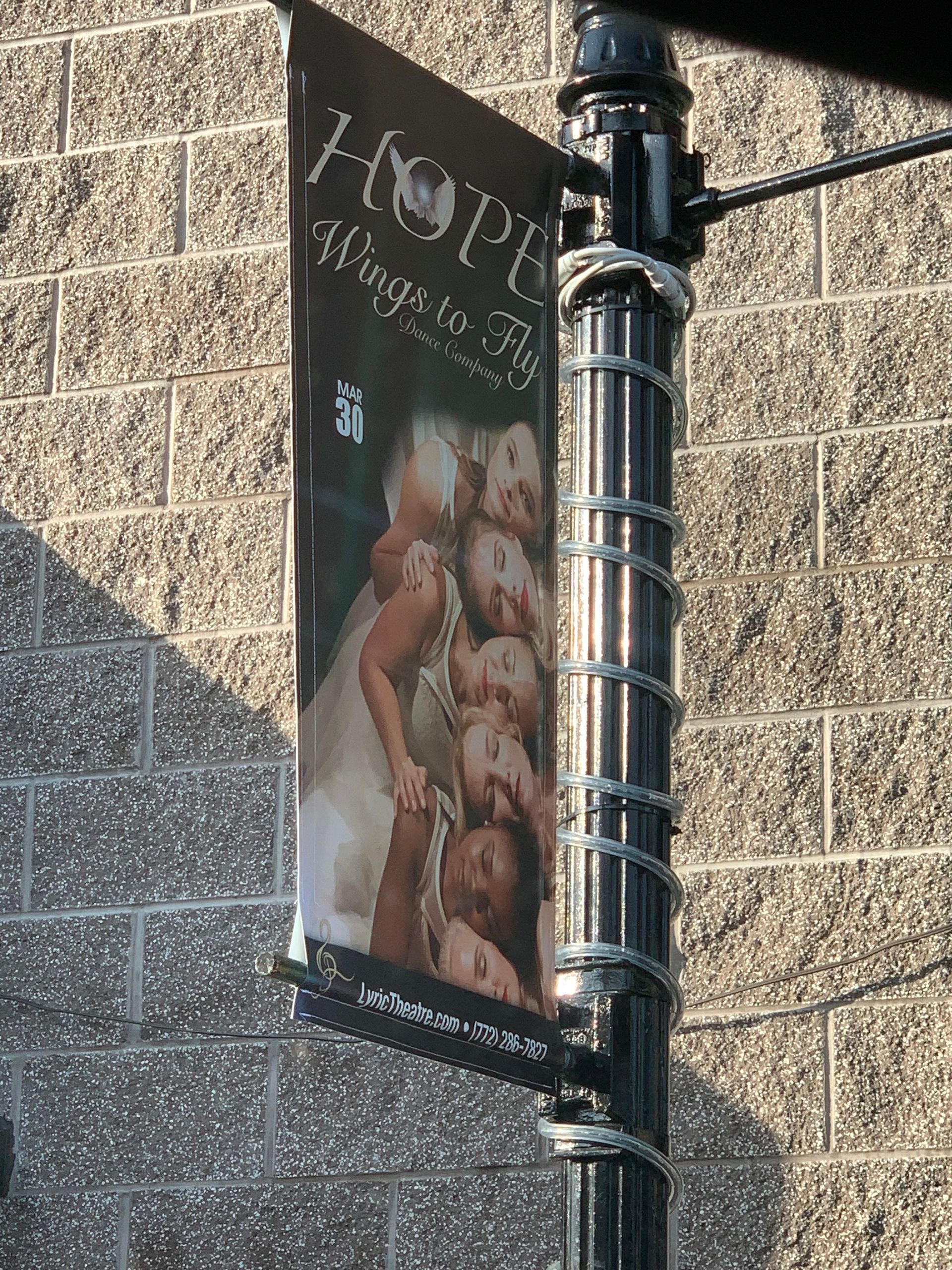 Banner on a pole: