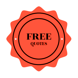 A red sticker that says free quotes on it