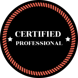 A black circle with the words certified professional on it