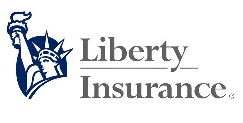 Liberty Insurance logo with blue Statue of Liberty icon and gray text on white background