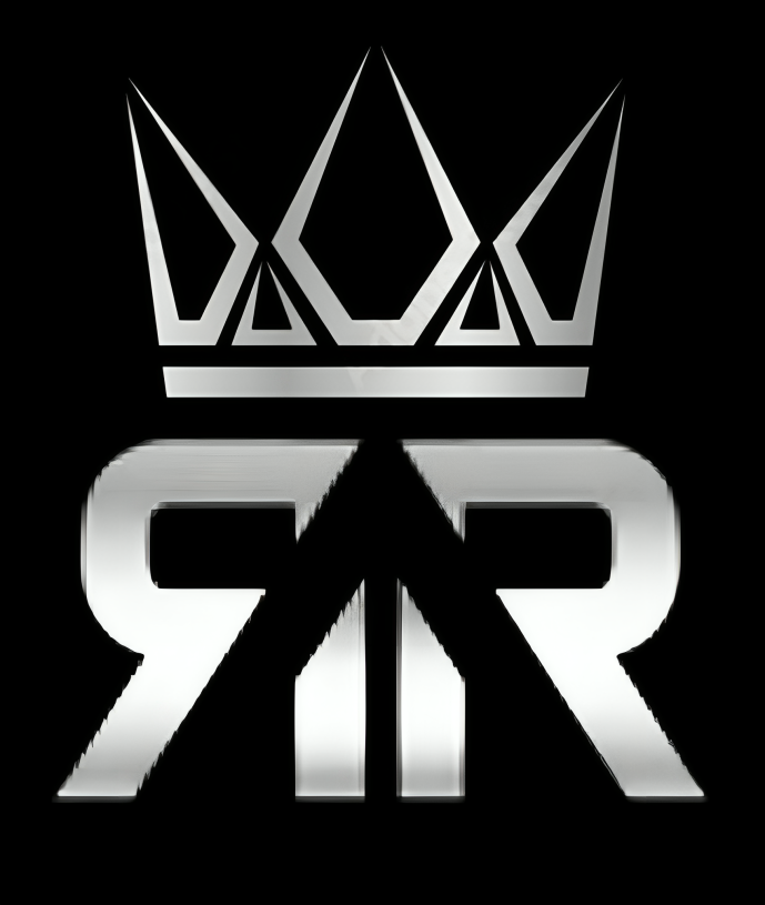 Silver logo with a crown atop stylized 