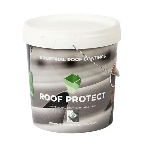 White bucket of Roof Protect industrial roof coating with green logo and handle