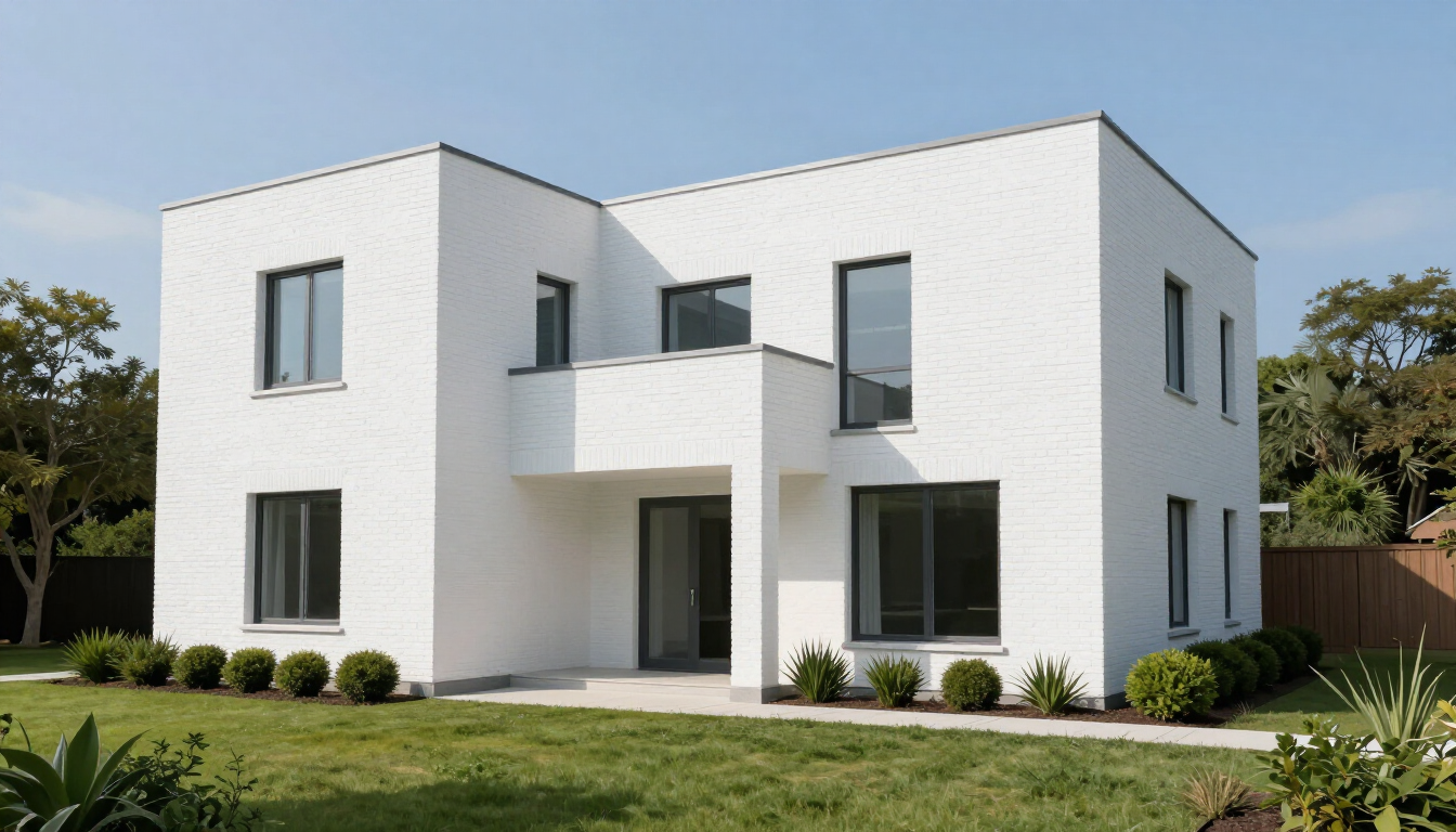 Professional brick painting service on a modern home exterior.