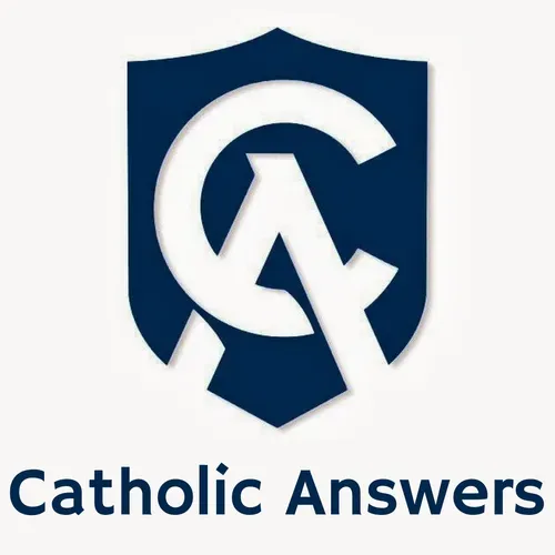 Catholic Answers logo: blue shield with white “CA” monogram and text below