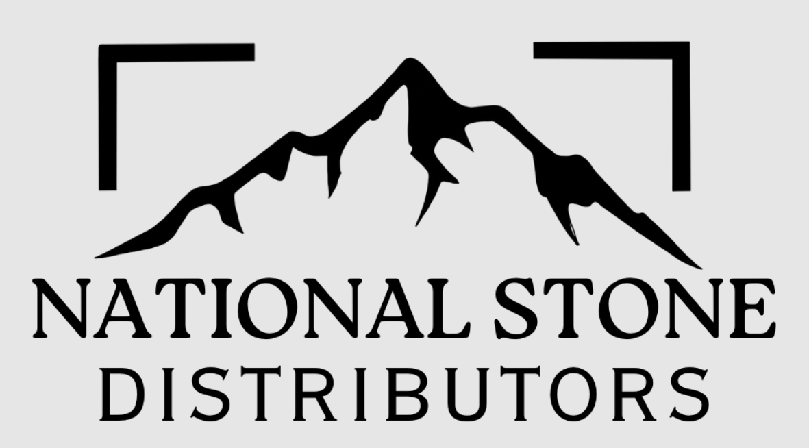 A black and white logo for national stone distributors