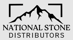 A black and white logo for national stone distributors