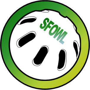 Green circular logo with a white center, black oval details, and the word “SFOWL” in green.