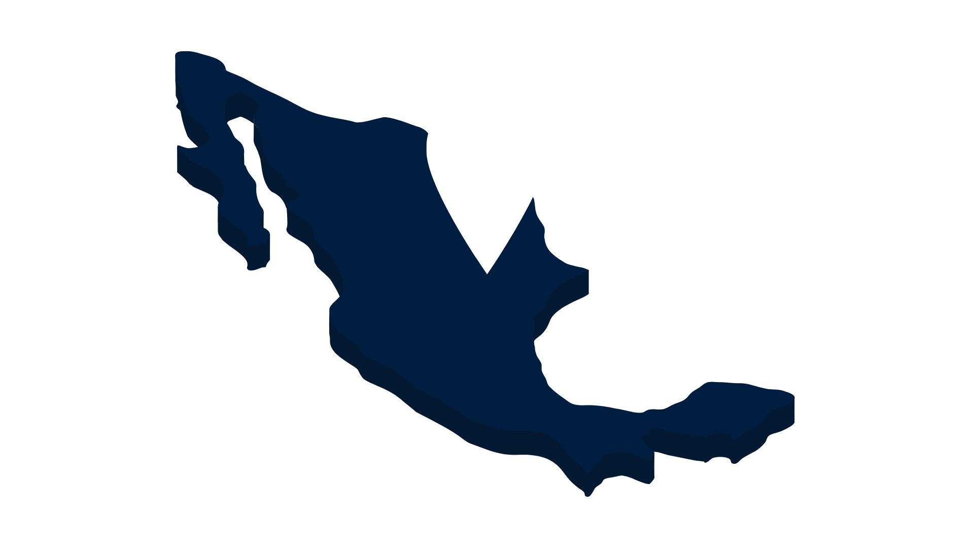A blue silhouette of mexico on a white background.