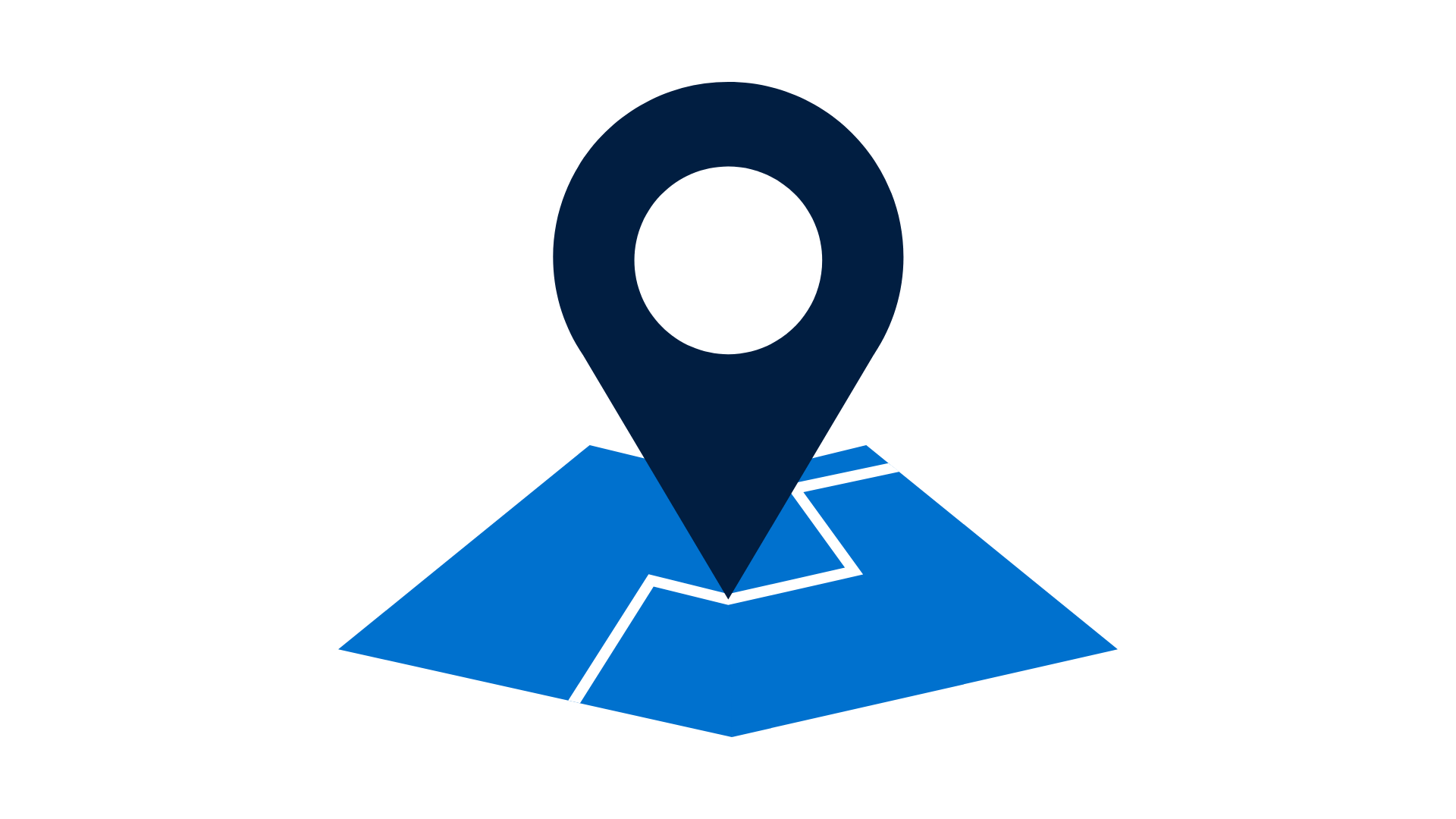 A blue map with a pin on it.