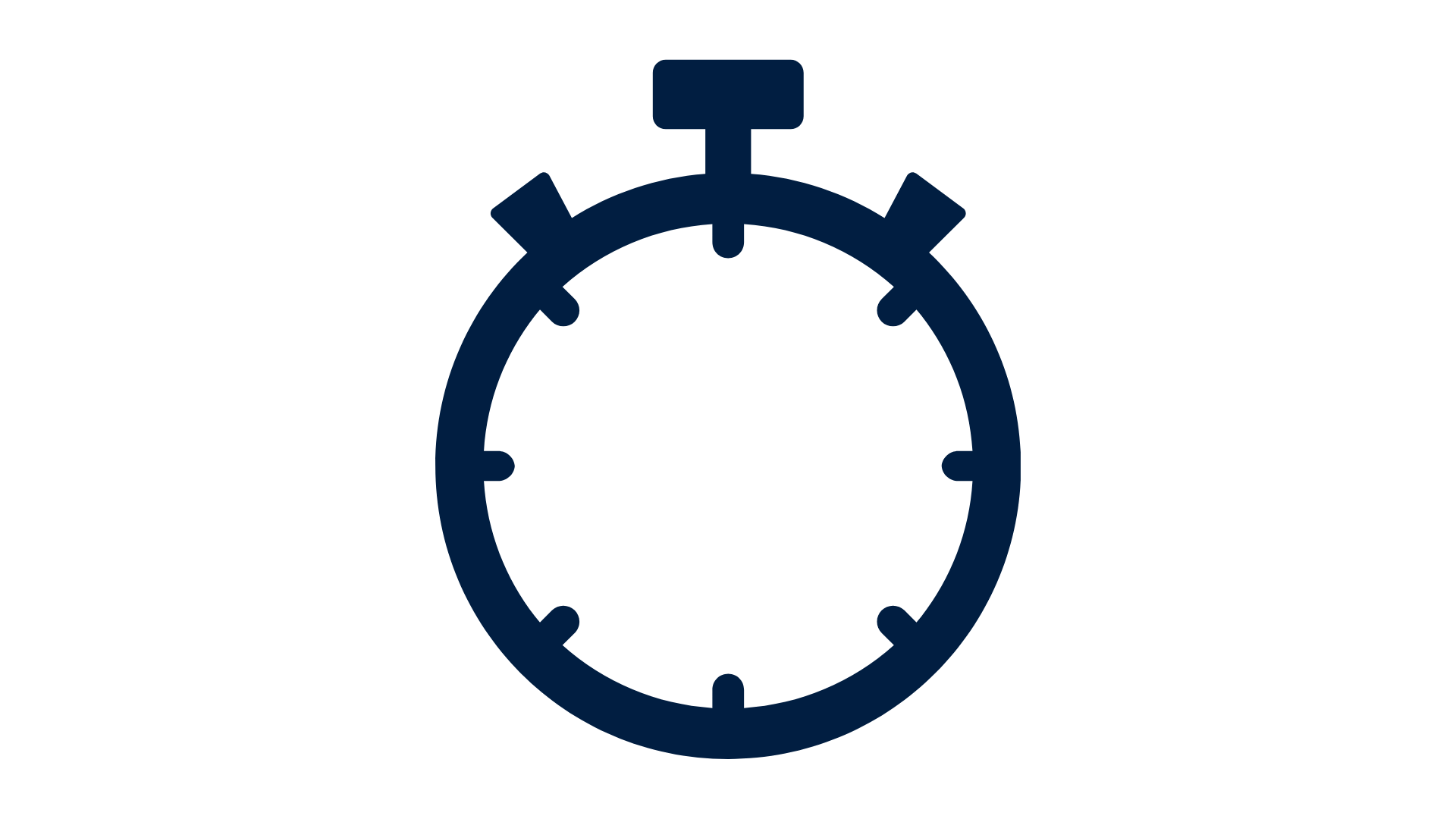 A blue icon of a stopwatch on a white background.