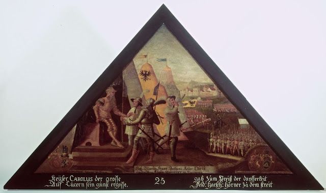 Charlemagne awards the war horns to the Lucerners, Image: zentralgut.ch