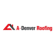 A-Denver Roofing logo with red and gray roof icon and red text on white background