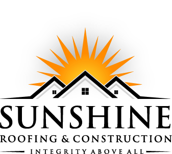 Sunshine Roofing & Construction logo with sun, rooftops, and “Integrity Above All” tagline