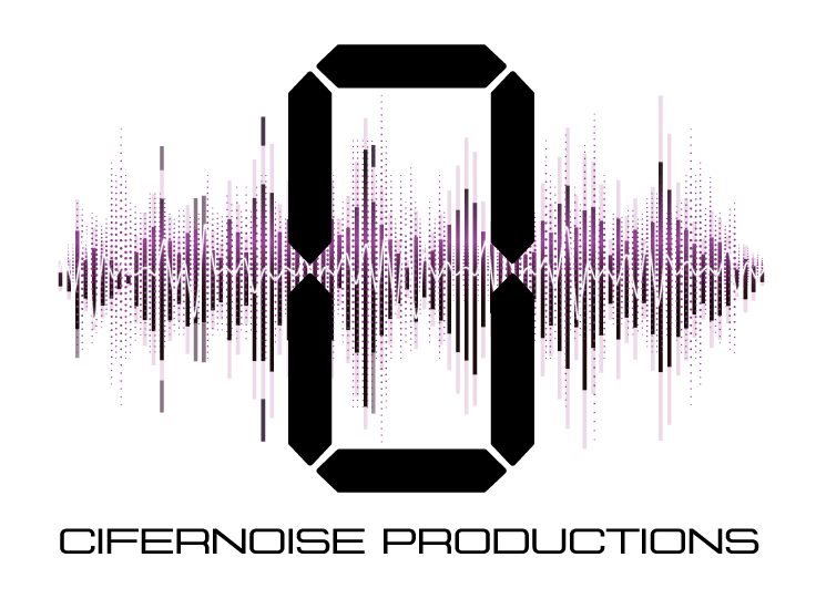 Black digital zero over purple soundwave with “CIFERNOISE PRODUCTIONS” text below
