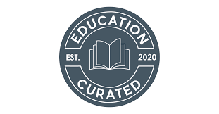 Circular gray logo reading “EDUCATION CURATED” with an open book icon and “EST. 2020” in the center