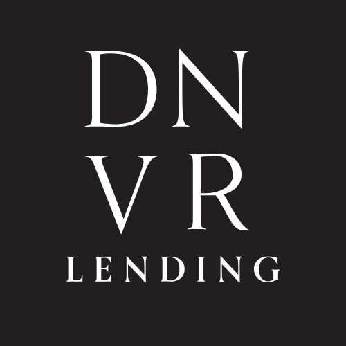 DNVR Lending logo in white serif text on a dark background
