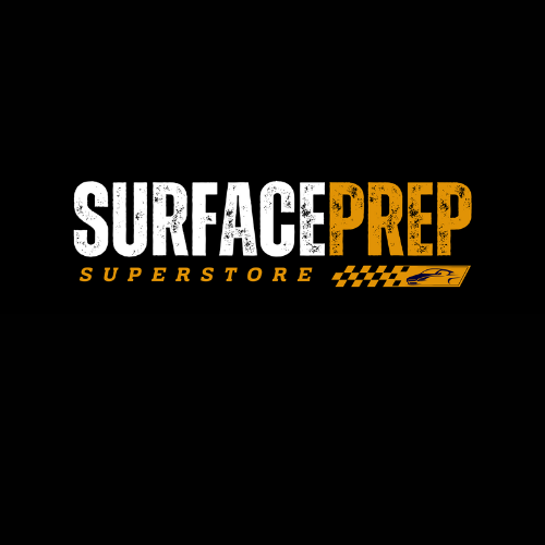SurfacePrep Superstore logo in white, orange, and yellow on a black background