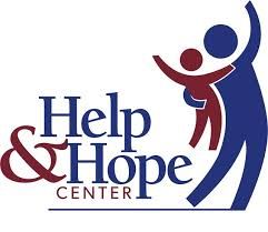 Help & Hope Center logo with blue and maroon figures reaching upward beside the text.