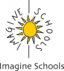Imagine Schools logo with a yellow sun and circular text on a white background