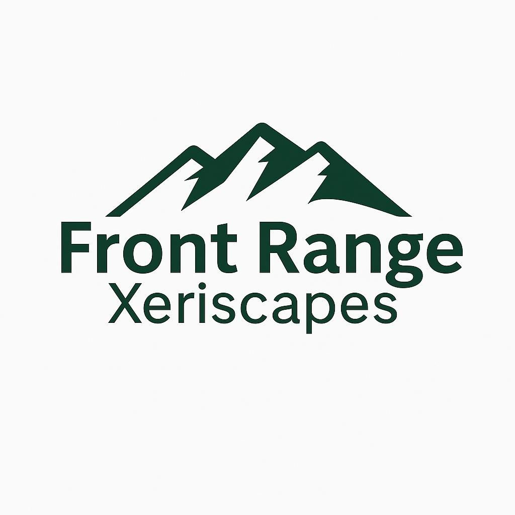 Dark green mountain logo with “Front Range Xeriscapes” text on a white background