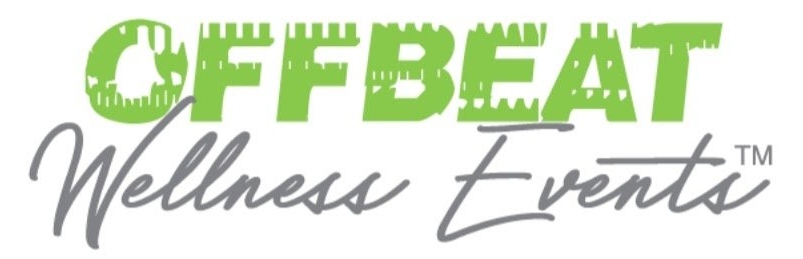 OFFBEAT Wellness Events logo in green and gray cursive text