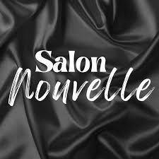 White “Salon Nouvelle” text on a black satin background.