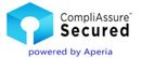 CompliAssure Secured logo with blue shield icon and “powered by Aperia” text