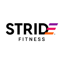 STRIDE FITNESS logo in black and purple on a white background