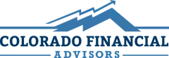 Colorado Financial Advisors logo with blue roofline over dark blue text on white background