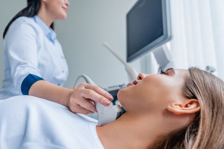 Thyroid ultrasound examination in Boca Raton, FL. Non-invasive thyroid imaging for accurate diagnosis and evaluation.