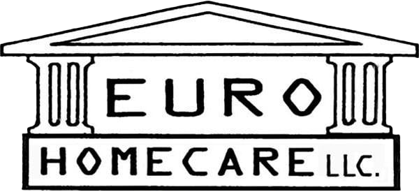 A black and white logo for euro home care llc.