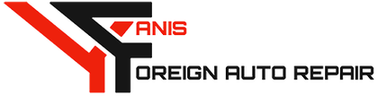 Yanis Foreign Auto Repair logo in black, red, and white with stylized red and black initials.