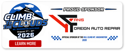 Sponsor banner for Climb to the Clouds 2026 with YANIS foreign auto repair logo in blue, black, and red