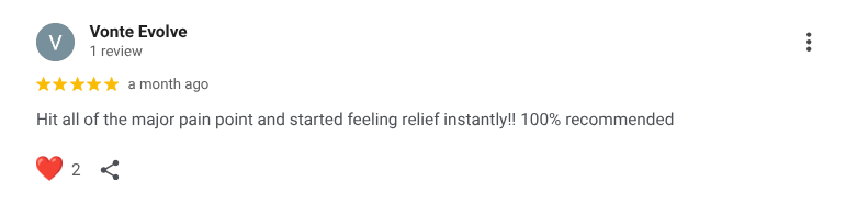 Review with five stars, text:
