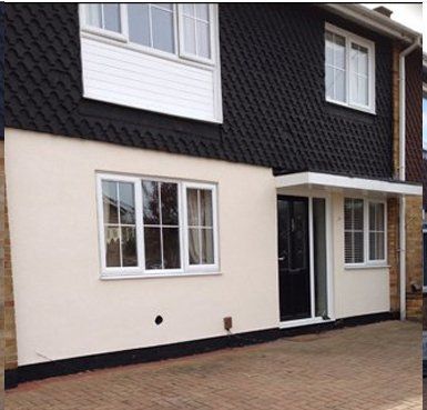 before and after rendered cladding house Quality Render Specialists Basildon
