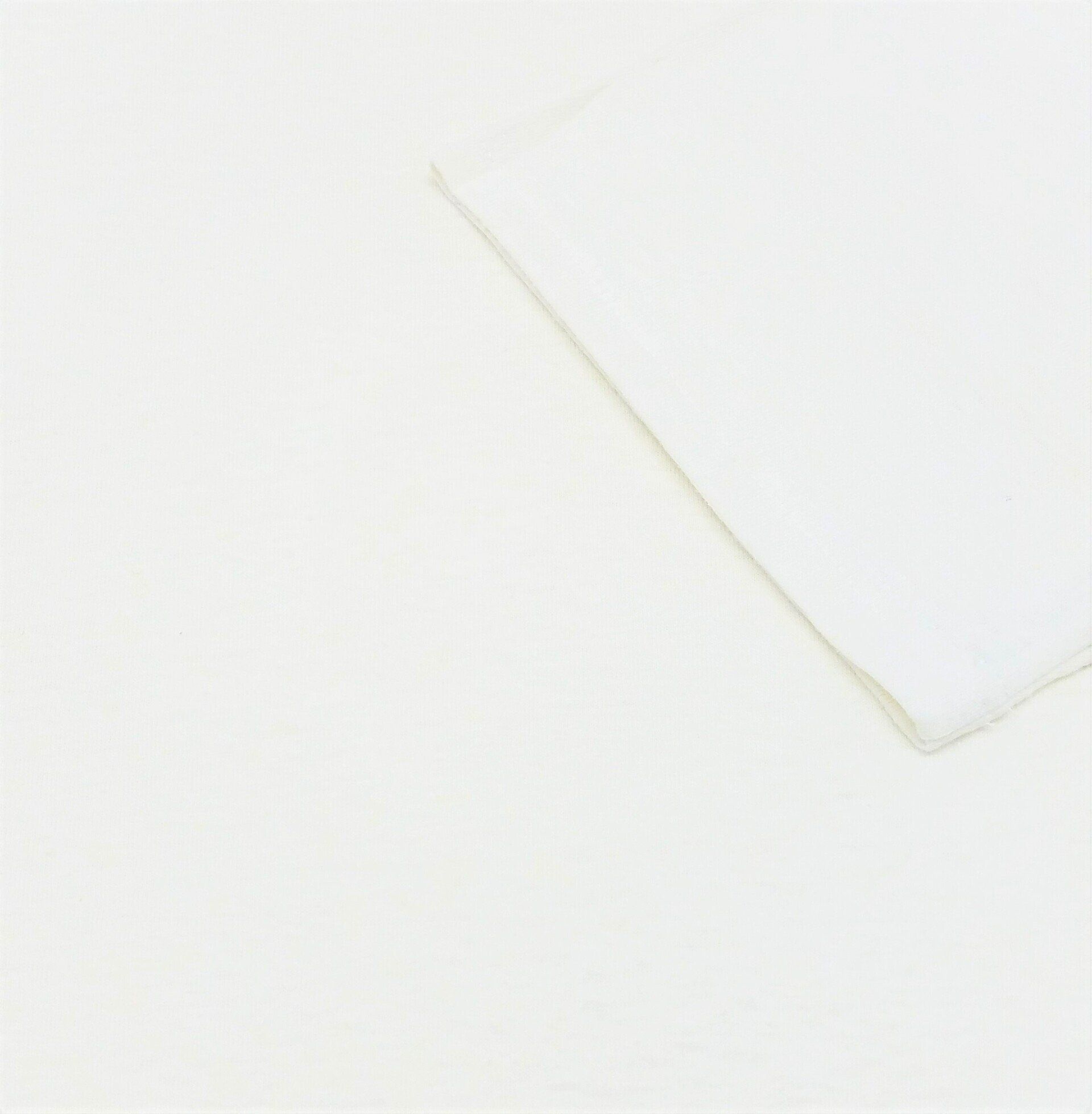 A close up of a white t-shirt on a white background.