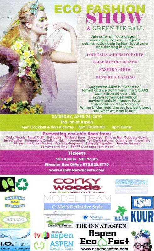A poster for the eco fashion show and green the ball