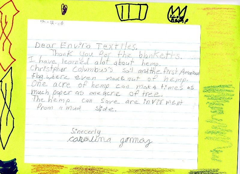A handwritten letter is addressed to evita textiles