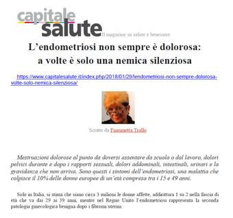 Articolo grafico italiano sulla morte di un ragazzo a causa di una malattia silenziosa e prolungata, con titolo e piccolo ritratto collegati da un testo.