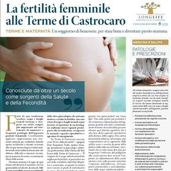 Poster sui benefici delle Terme di Castrocaro in gravidanza, con ventre nudo e testo informativo in italiano