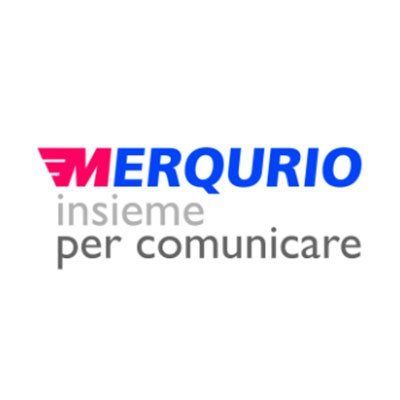 Logo “MERCURIO” in blu e rosa con la scritta grigia “insieme per comunicare” su sfondo bianco