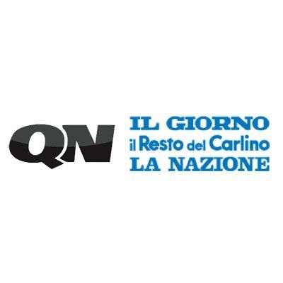 Logo of QN and the newspapers Il Giorno, il Resto del Carlino, and La Nazione on white background
