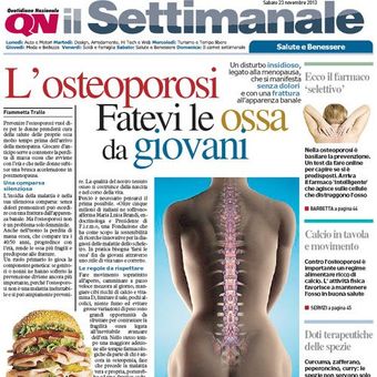 Copertina di una rivista italiana sull'osteoporosi, con il titolo