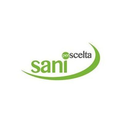 Logo di Sani Perscleta in verde e bianco con uno swoosh curvo
