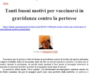 Screenshot of an Italian article titled “Tanti buoni motivi per vaccinarsi in gravidanza contro la pertosse”
