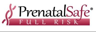 Logo PrenatalSafe Full Risk in rosa e testo nero