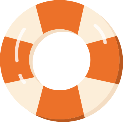 An orange and white life preserver